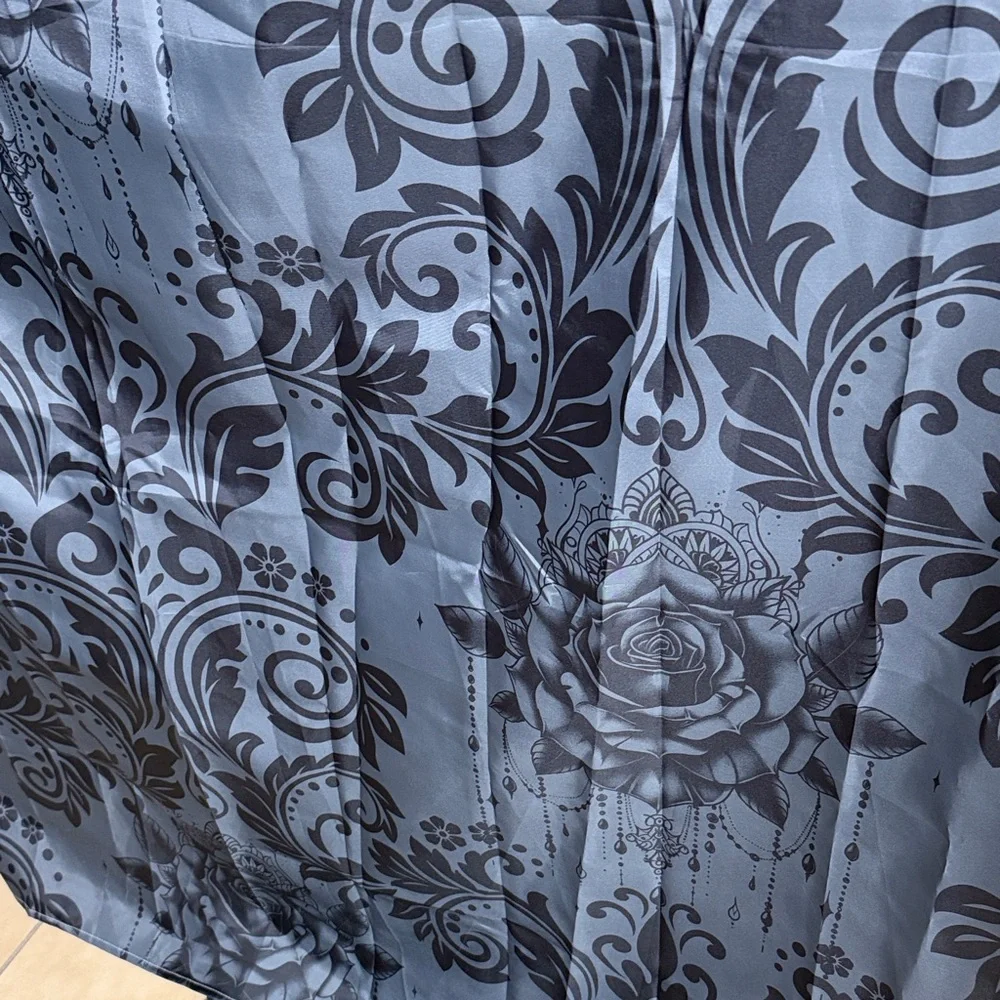 NWOT Black+Grey Goth Floral Shower Curtain